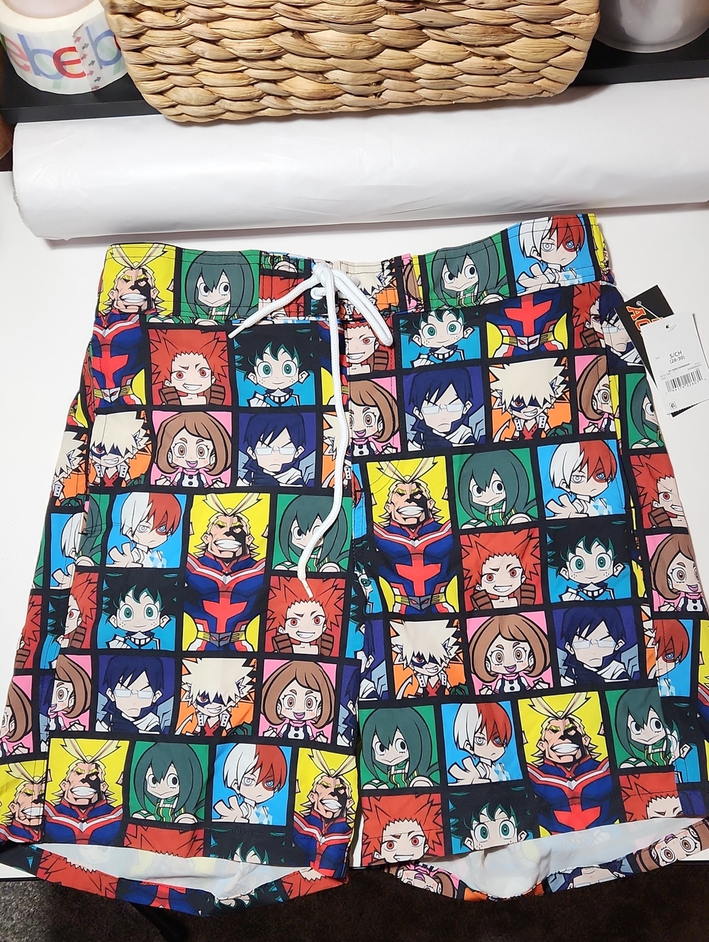 Kids Multicolor Character Print Swim Shorts with Drawstring